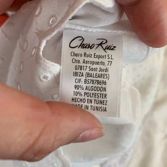 Charo Ruiz Zuma Eyelet Embroidered White Romper Womens XS New - Picture 12 of 16
